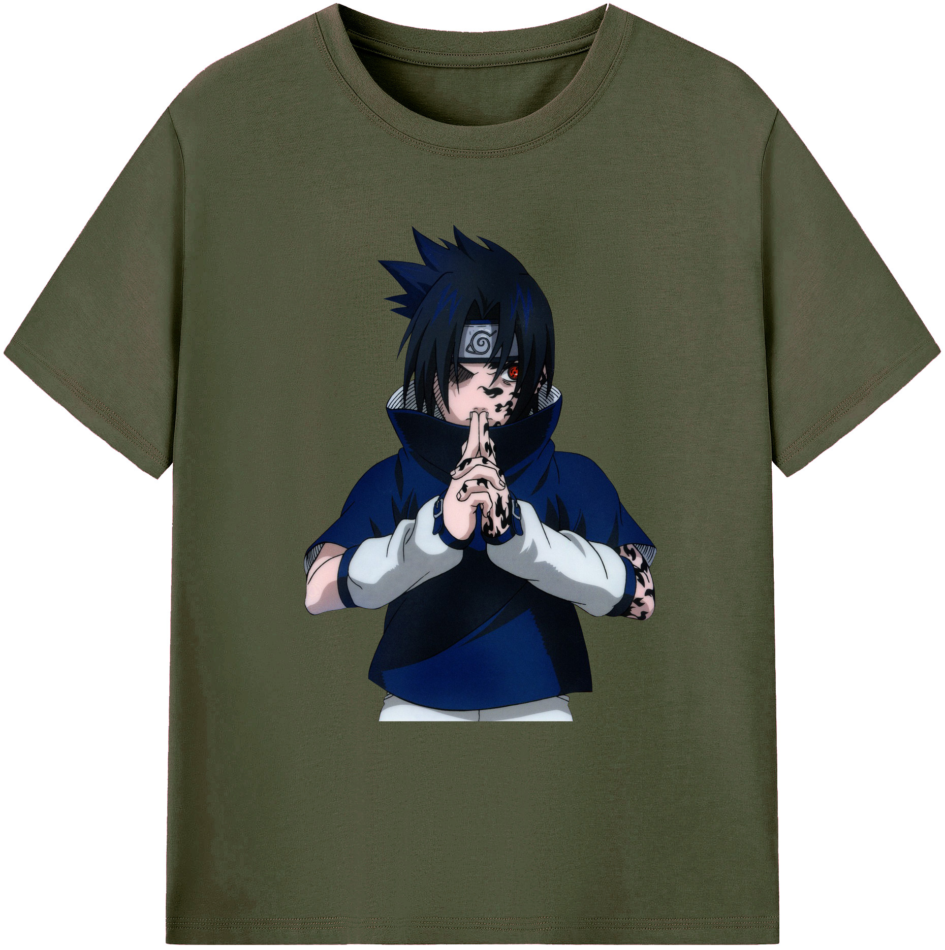 （画像用） NARUTO -ナルト- うちは サスケ Uchiha Sasuke 綿100％ メンズ半袖Tシャツ｜肌触りやわらか＆通気性